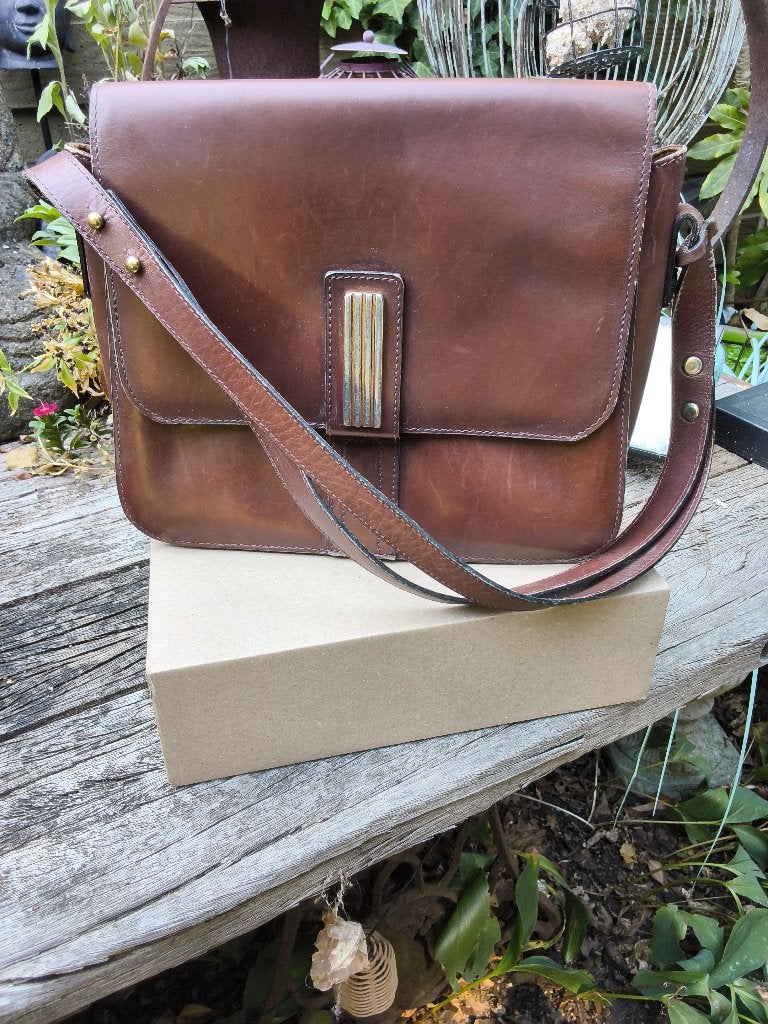 Originele Vintage Delvaux "Chablis" Schoudertas –Cognac, Handtassen en Accessoires, Ophalen of Verzenden, Gebruikt, Bruin, Handtas