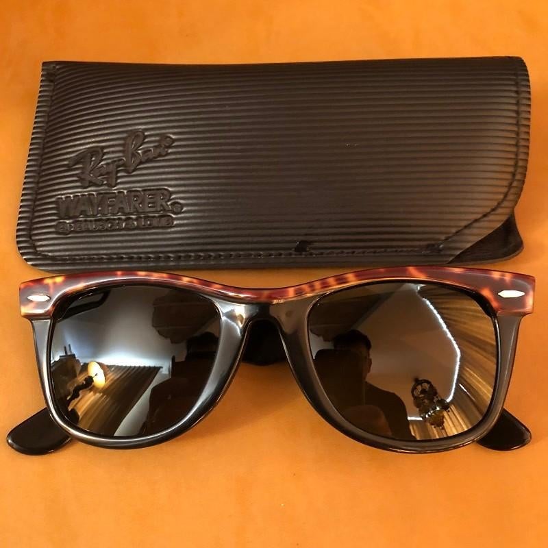 Vintage B&L Ray-ban Wayfarer street brown zonnebril W2, Zonnebril, Zwart, Ophalen of Verzenden, Zo goed als nieuw