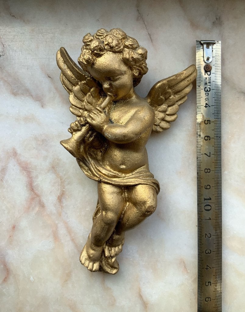 vintage gouden cherubijn engeltje, Ophalen, Gebruikt, Beeld(je), Christendom | Katholiek