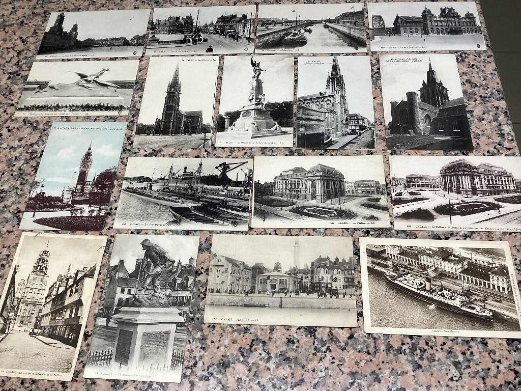 Lot van 17 oude postkaarten Calais (Nord), Ophalen of Verzenden, 1920 tot 1940, Gelopen, Frankrijk