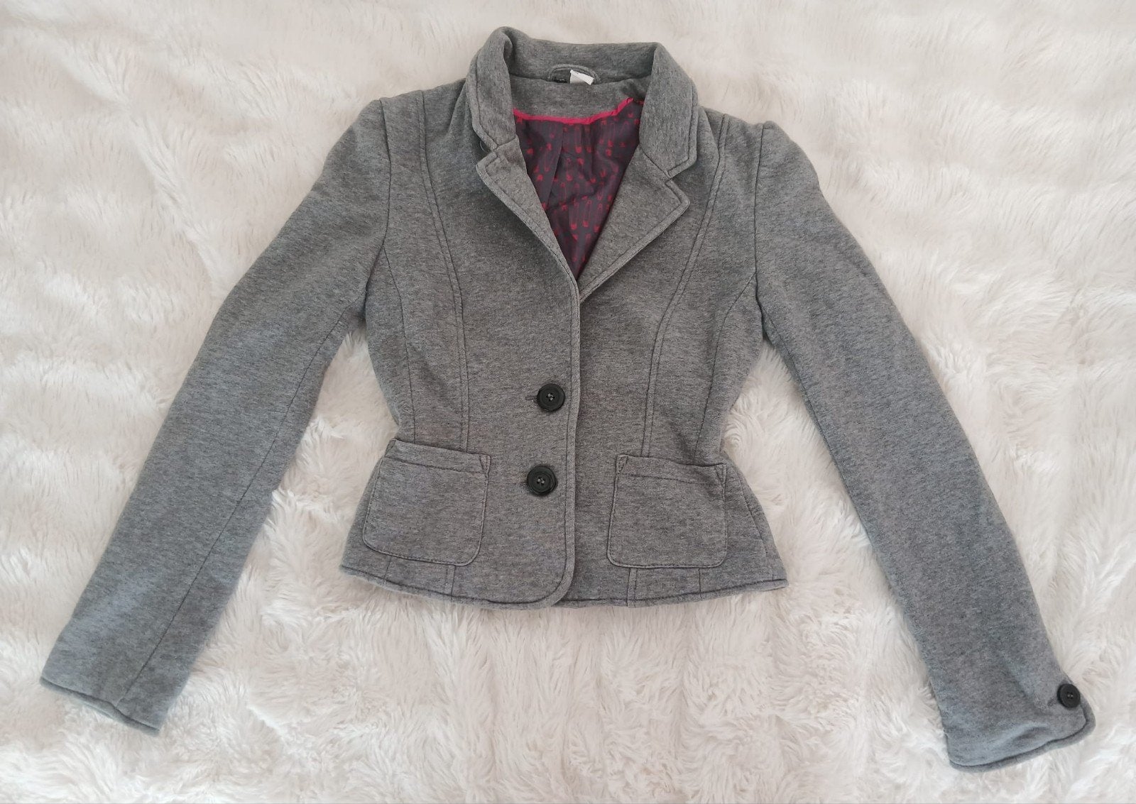 H&M Grijze blazer - Maat (34), H&M, Ophalen of Verzenden, Zo goed als nieuw, Jasje