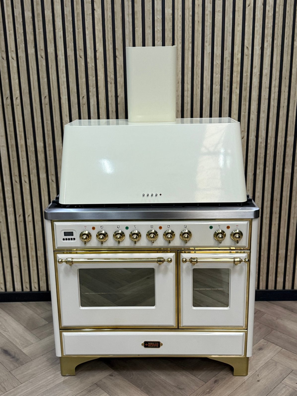 Luxe Boretti Majestic Crème 100cm 6 pits Gas + Afzuigkap