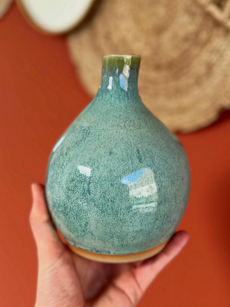 Handgemaakt vaasje turquoise, Ophalen of Verzenden