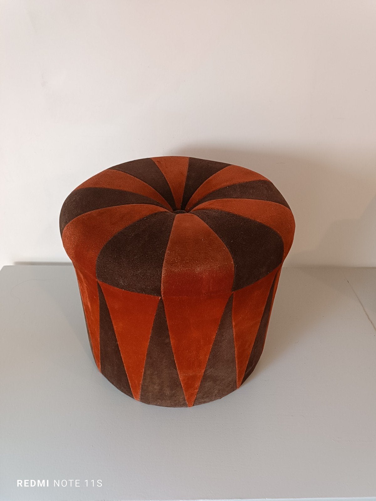 Pouf vintage années 60 en tissu, Enlèvement