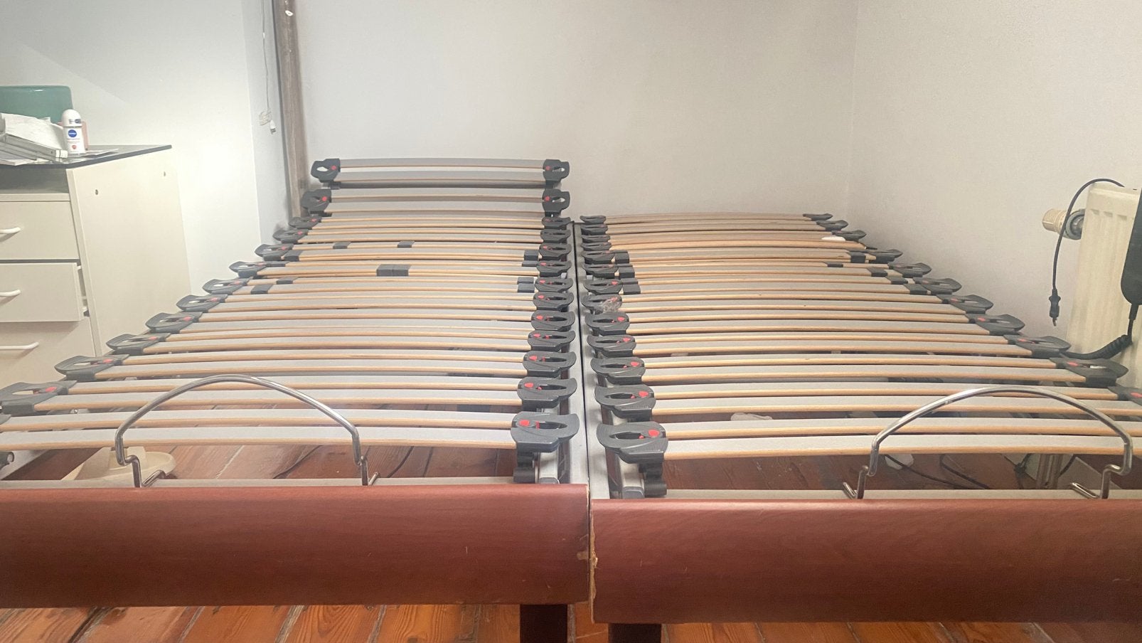 ️‼️LIT DOUBLE MOTORISÉ, Ophalen, Gebruikt, Tweepersoons, Hout