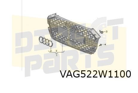 Audi A1 (11/18-) (GBA) voorbumpergrille (3FZ glanszwart) Ori, -, -, Nieuw, Audi