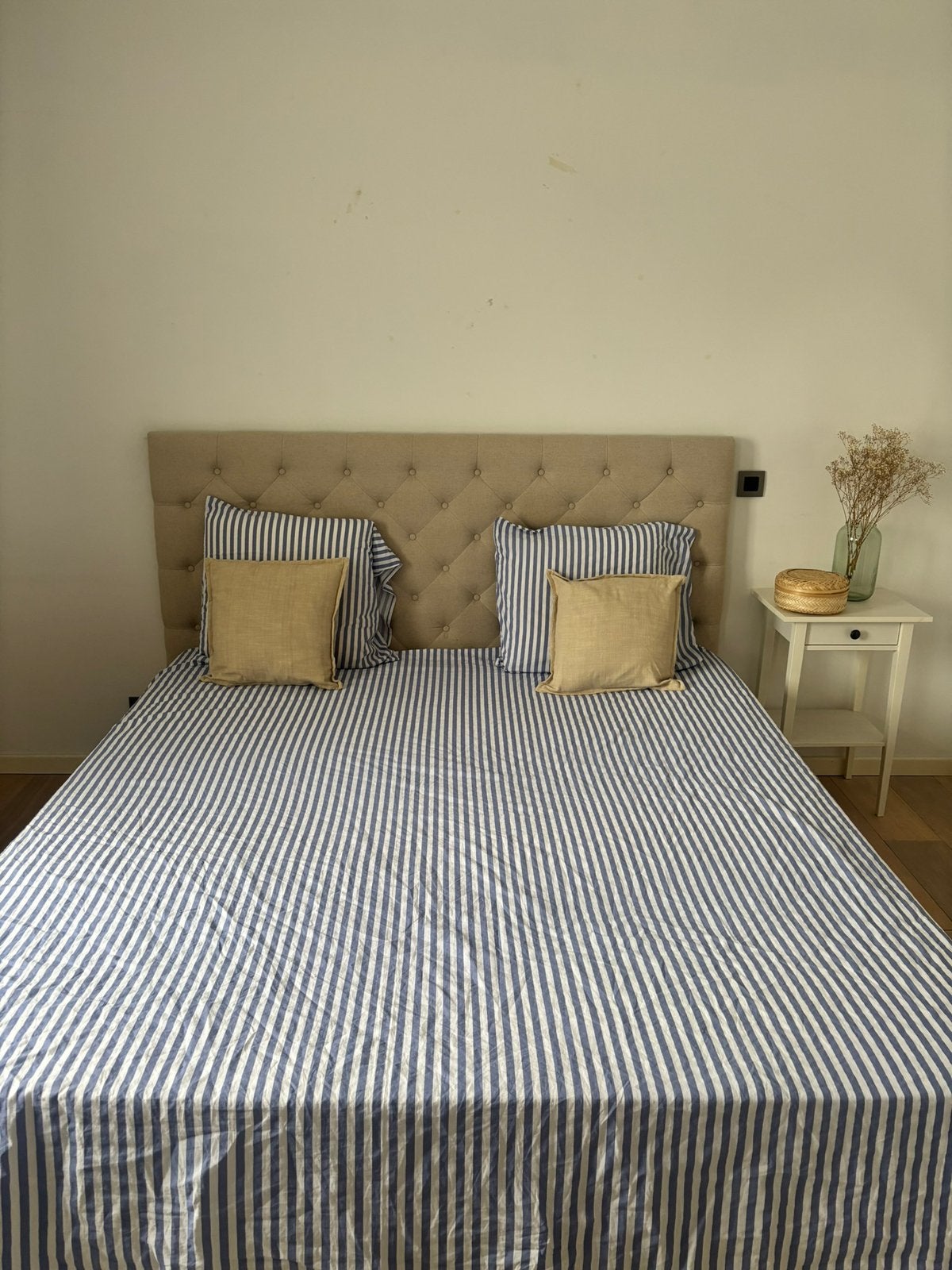 Super mooi bed van maison du monde in goede stata, Enlèvement, Comme neuf, Tissu, 180 cm
