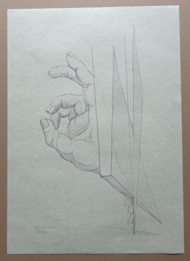 FELIX DE BOECK / HAND / ZW-W LITHO / 45x32cm, Antiek en Kunst, Ophalen of Verzenden, Lithografie