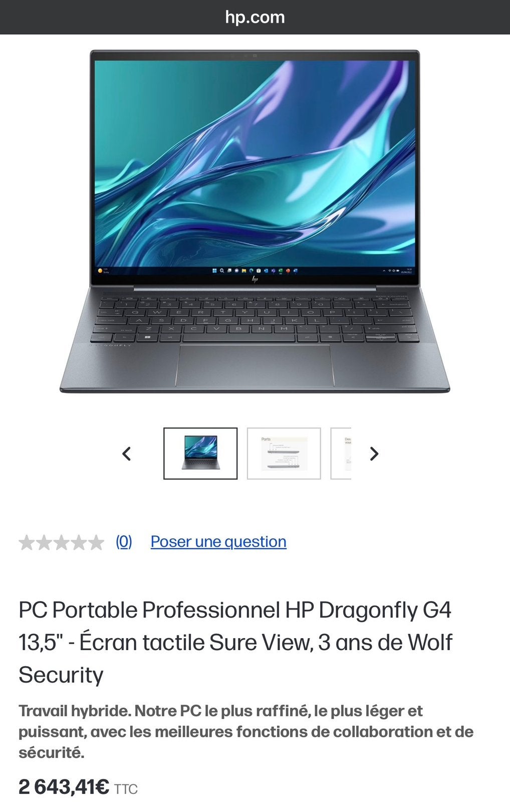 PC Portable HP Dragonfly G4 13,5" - Écran tactile, Computers en Software, Pc- en Netwerkkabels, Ophalen, Nieuw