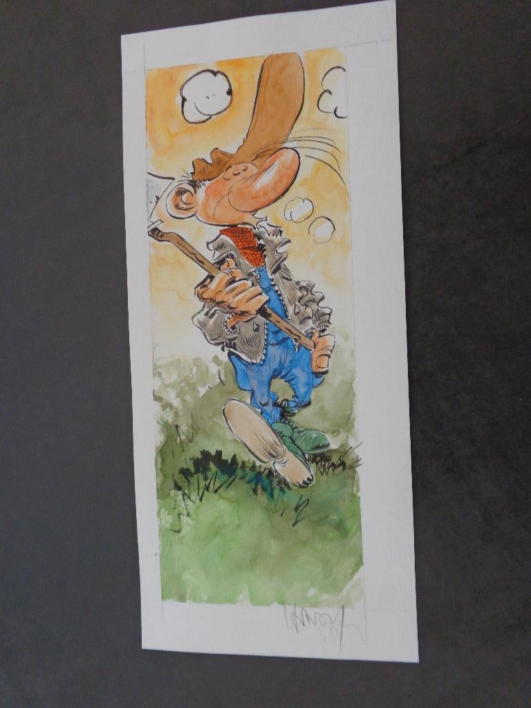 Très beau dessin original couleur Pierre Tombal (M. Hardy), Enlèvement