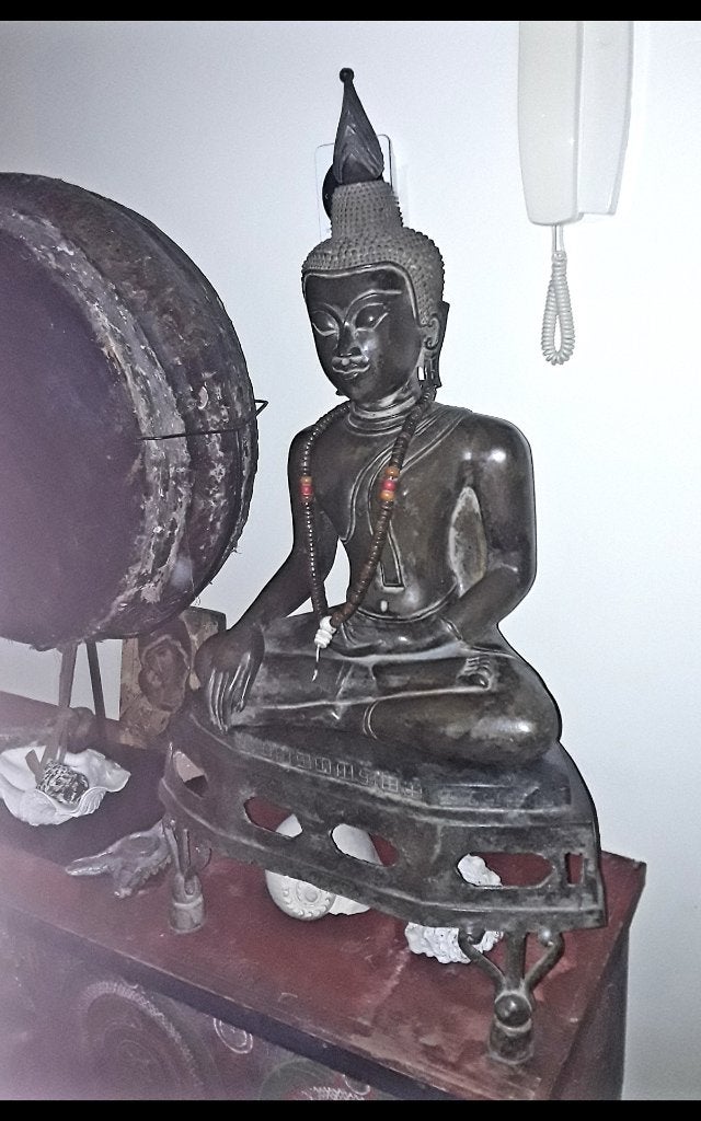 80cm grote Myanmar boeddha (brons), Antiek en Kunst, Ophalen, Gepatineerd, 50 - 100 cm, Brons
