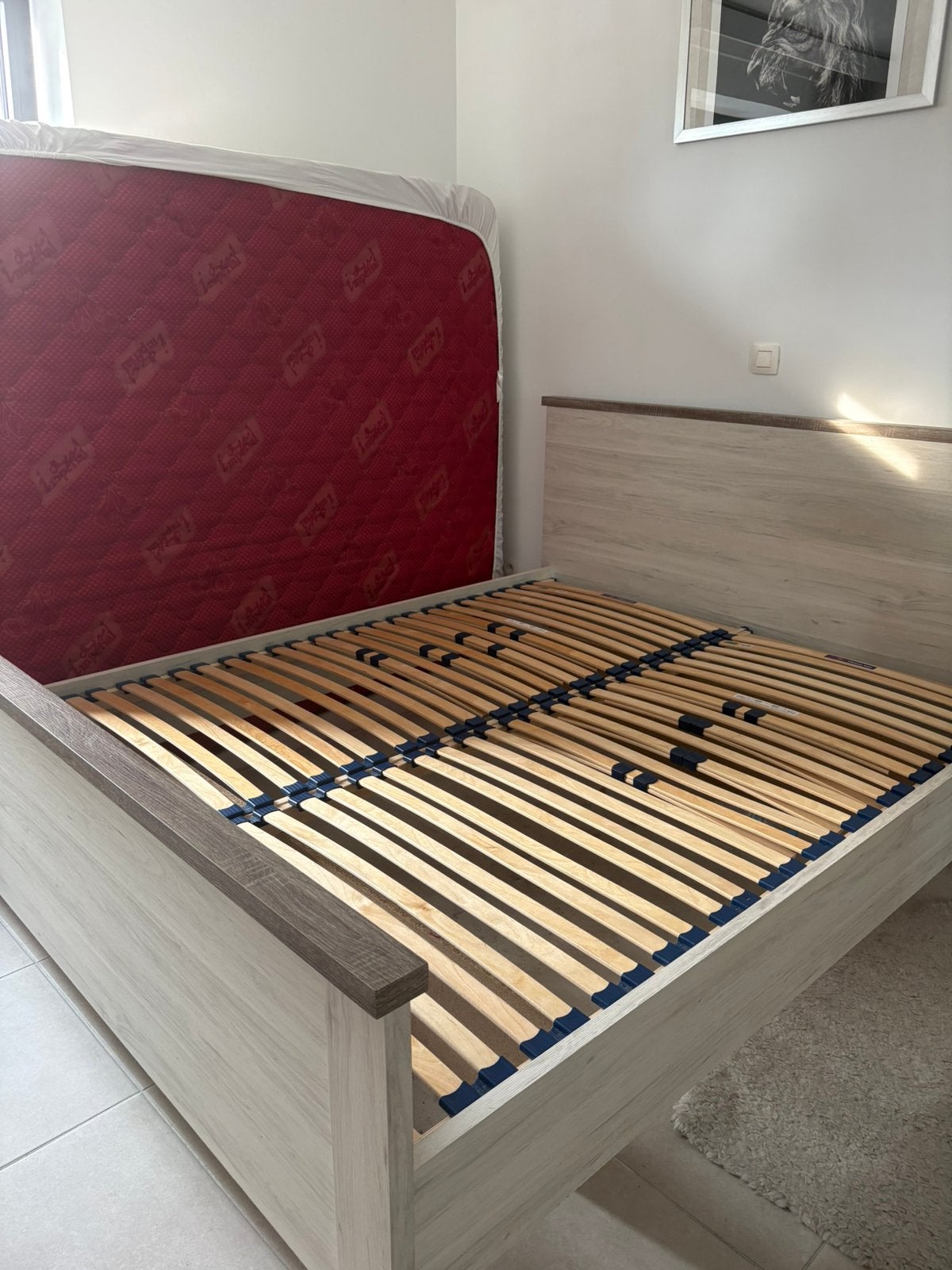 Bed + matras + latten + nachtkast, Ophalen, Gebruikt