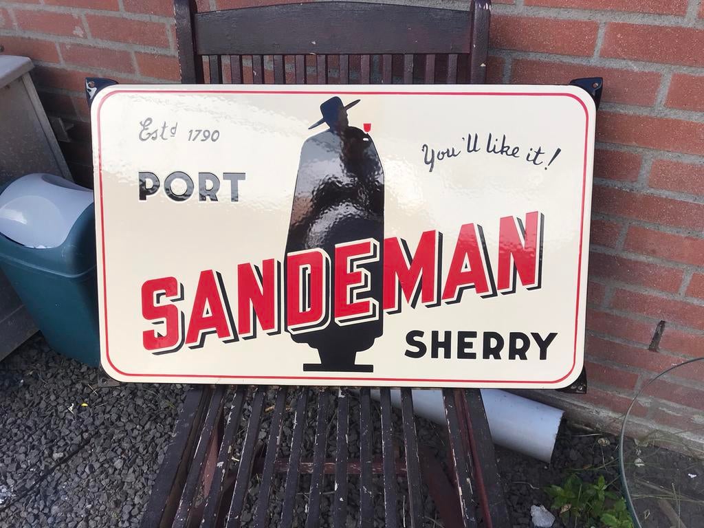 Sandeman emaille reclamebord, Verzamelen, Ophalen of Verzenden, Zo goed als nieuw, Reclamebord