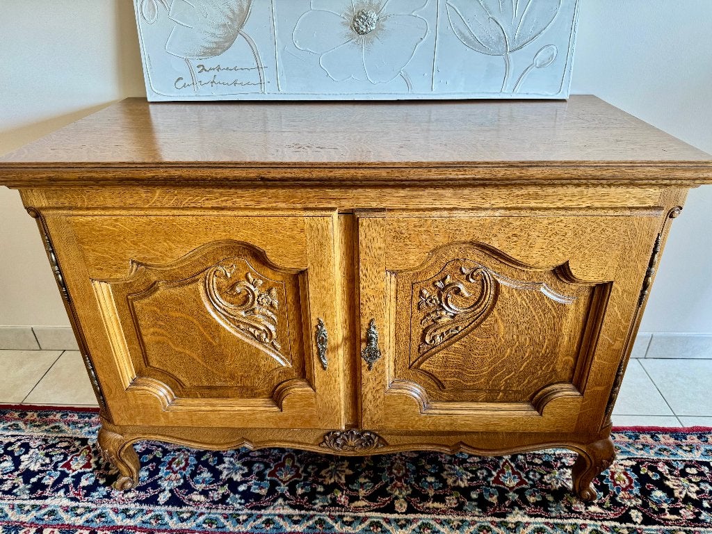 EIKENHOUTEN TV-MEUBEL VOOR OPSLAG, Ophalen, Gebruikt, 100 tot 150 cm, Eikenhout