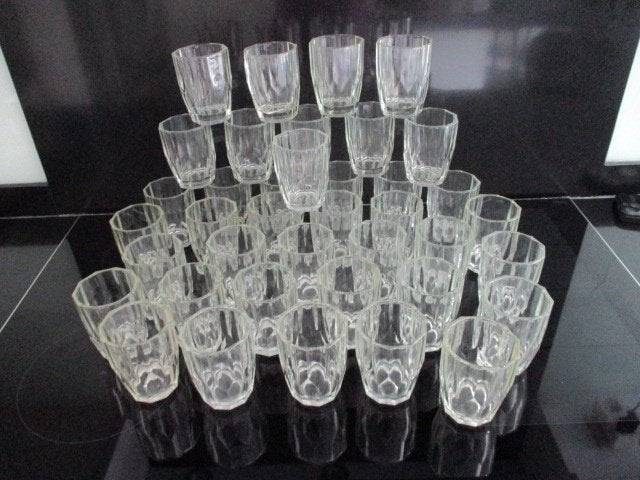 39 bistrostijl glazen ,10 hoekig drank water shots glazen, Ophalen of Verzenden