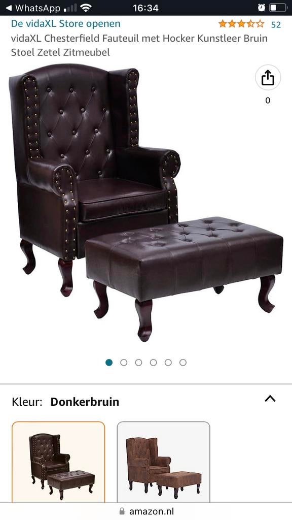 Chesterfield fauteuille, Huis en Inrichting, Fauteuils, Ophalen, Gebruikt