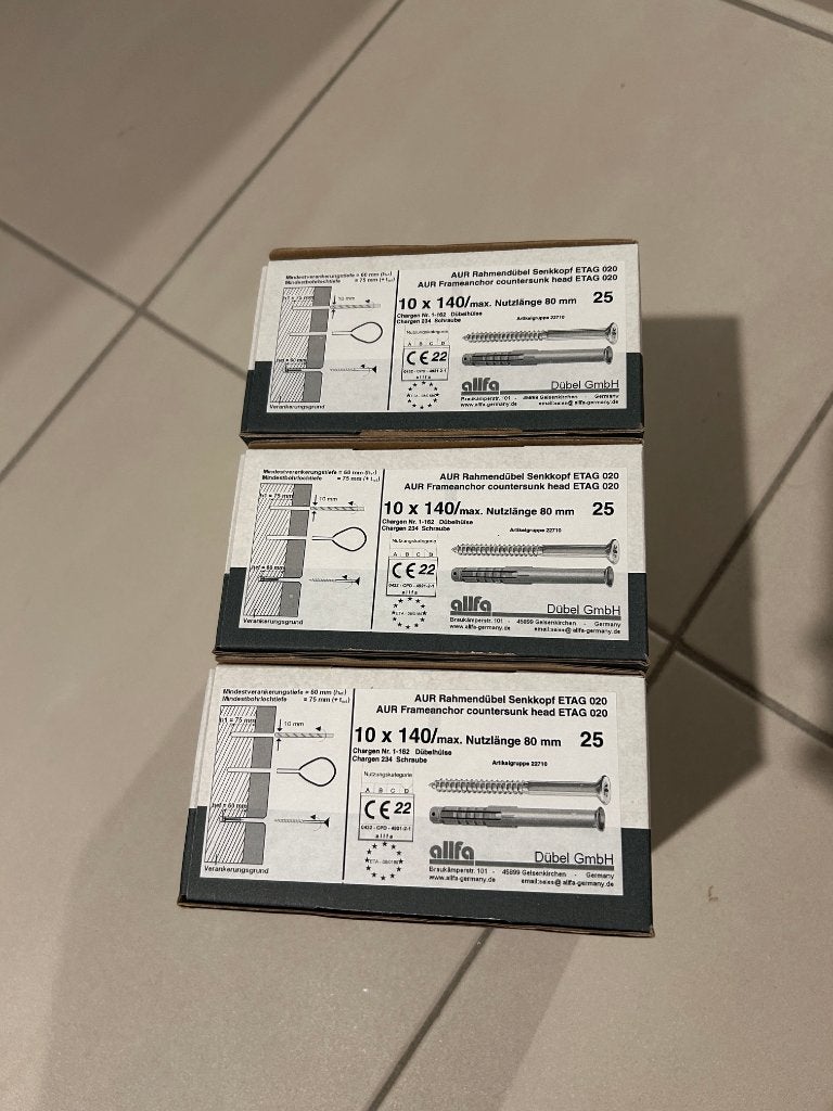 Kozijnpluggen (slagpluggen) 10x140mm torx verzinkt, Doe-het-zelf en Bouw, Ophalen, Nieuw, 100 tot 250 mm, Pluggen