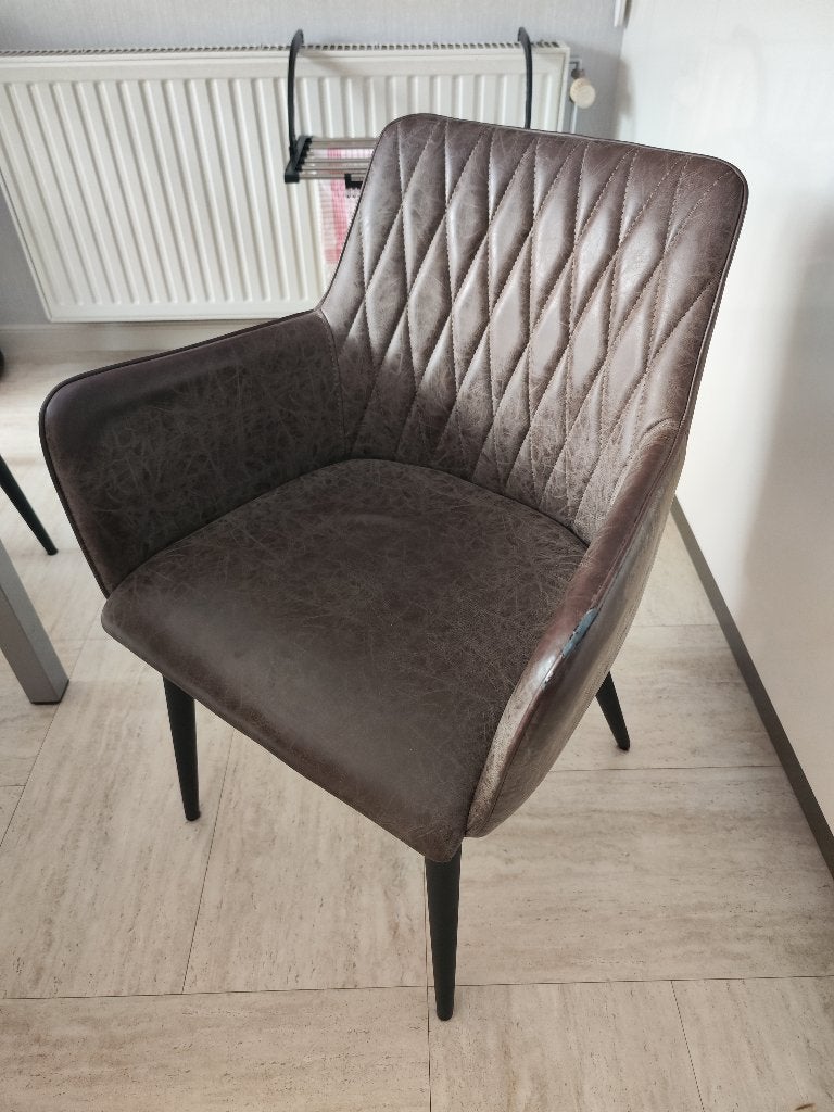 Stoelen in kunstleder, Huis en Inrichting, Stoelen, Ophalen, Gebruikt, Bruin, Leer