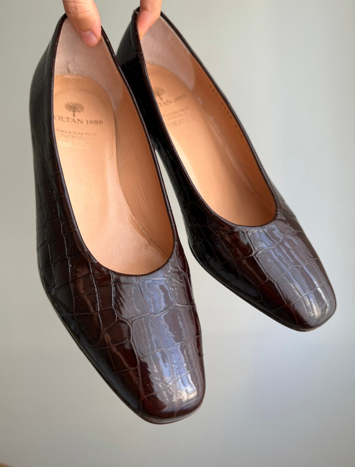 Vintage Voltan 1898 lakleren croco pumps - Maat 39.5, Enlèvement ou Envoi, Comme neuf, Escarpins