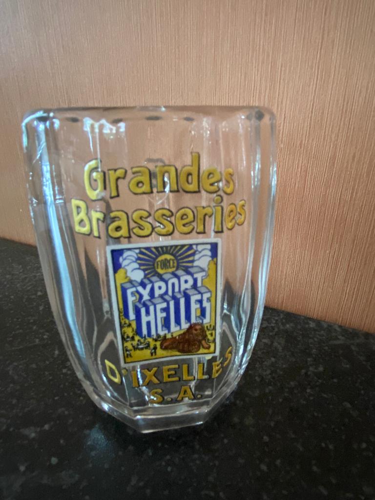 Pinthe ancienne brasserie d'Ixelles émaillé, Enlèvement, Comme neuf, Verre à bière