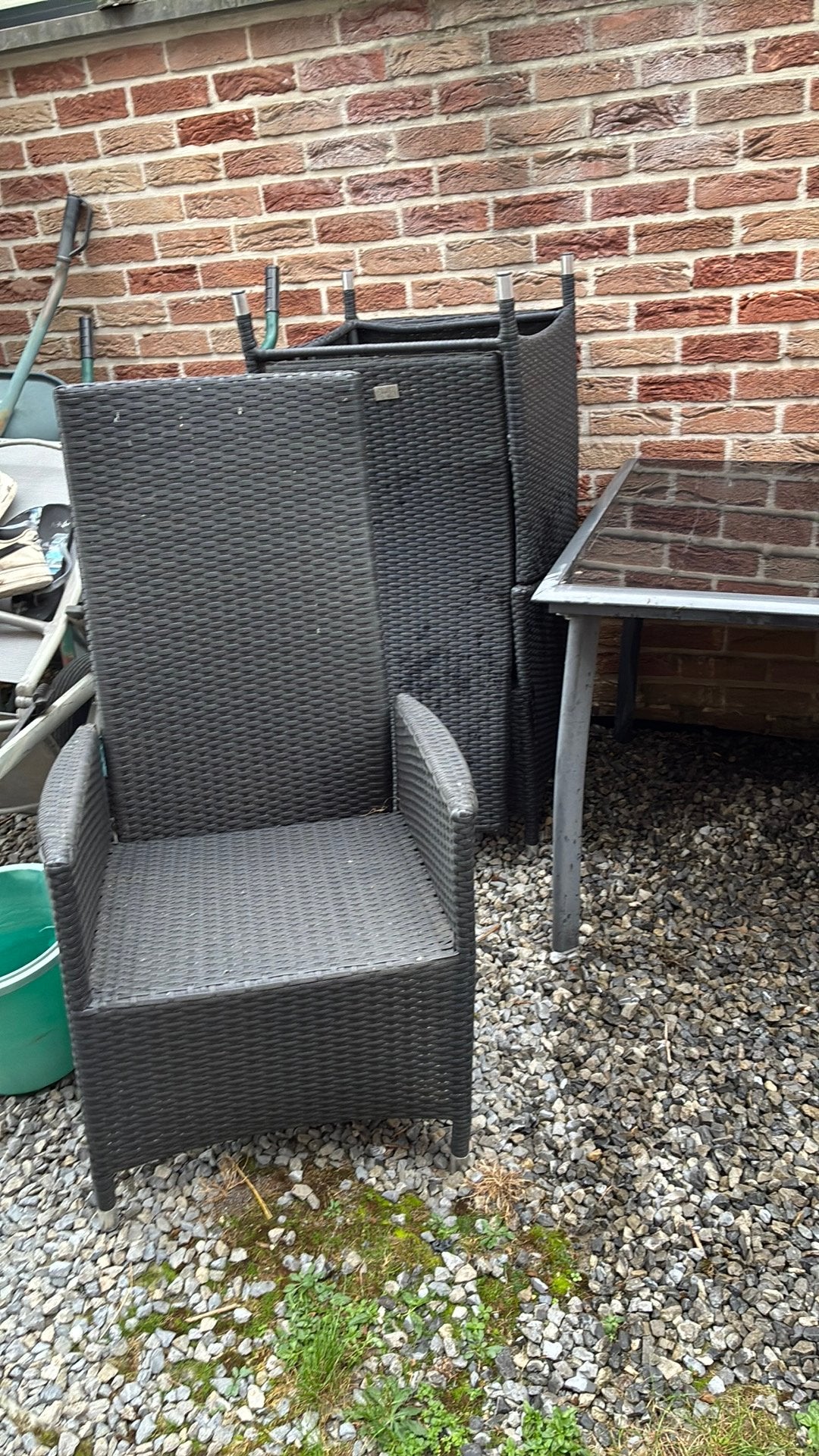 Table de jardin en verre noir, 2m*1m  + 4 chaises, Ophalen, Gebruikt, Rechthoekig, Metaal