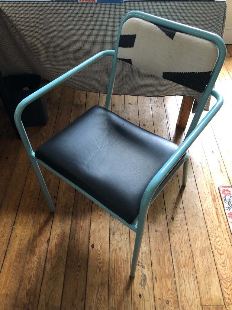 Chaise design Atelier J&J Jean Angelats, Cuir, Comme neuf, Enlèvement, Bleu