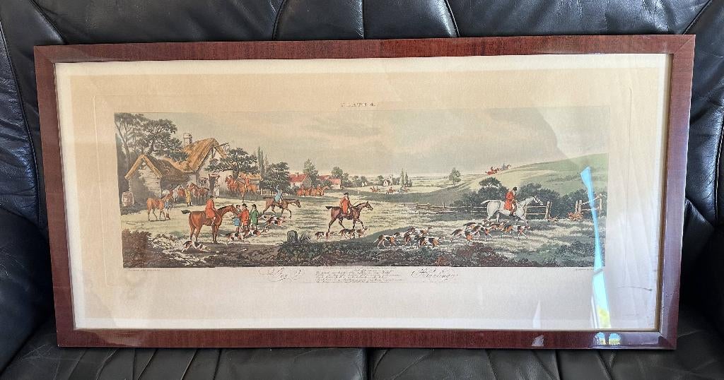 Schilderij jachttafereel in Engelse stijl 86 x 42 cm, Ophalen