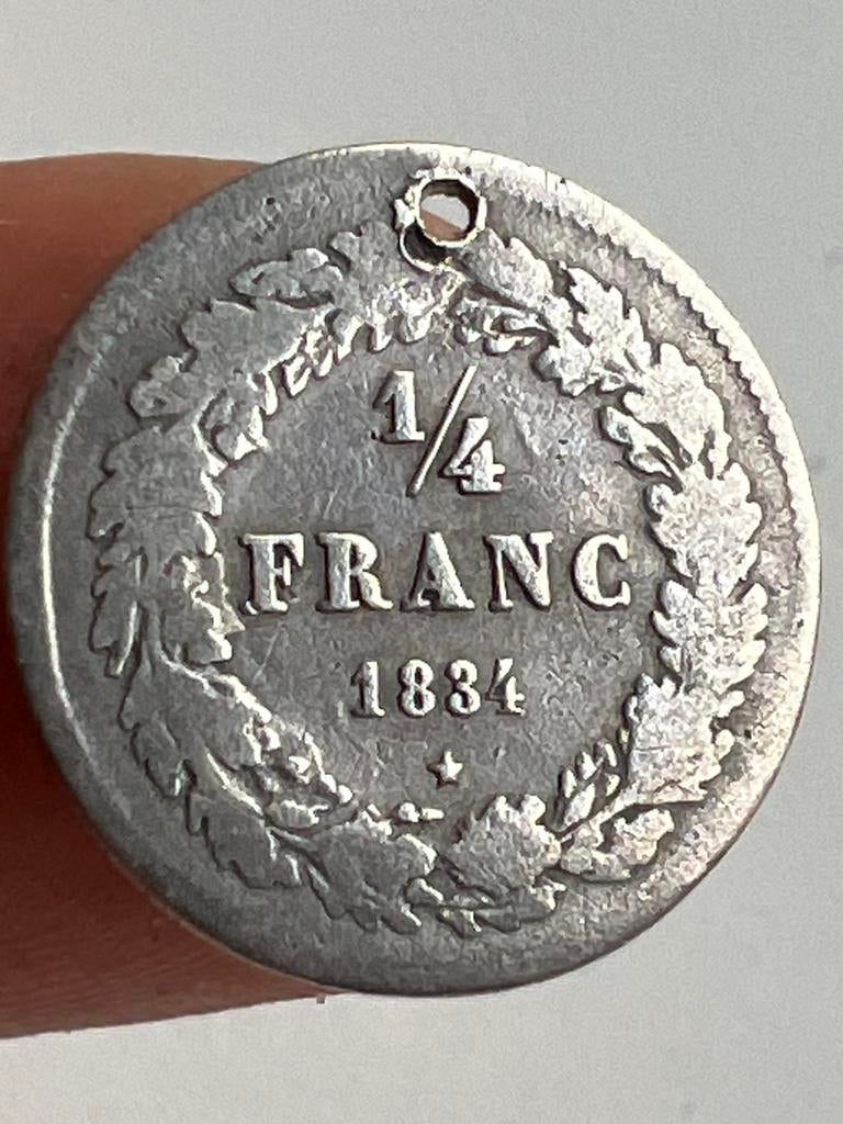Belgie 1/4 Franc 1834 * zilver, Ophalen, Zilver