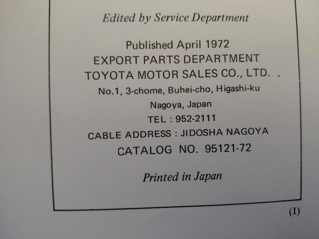 Catalogue pièces collision Toyota KE20 KE25 26V TE25 Corolla, Enlèvement