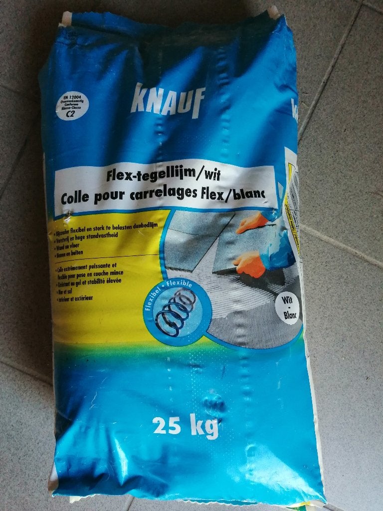 Grote nieuwe zak 25 kg Flex tegellijm wit Knauf, Ophalen, Nieuw