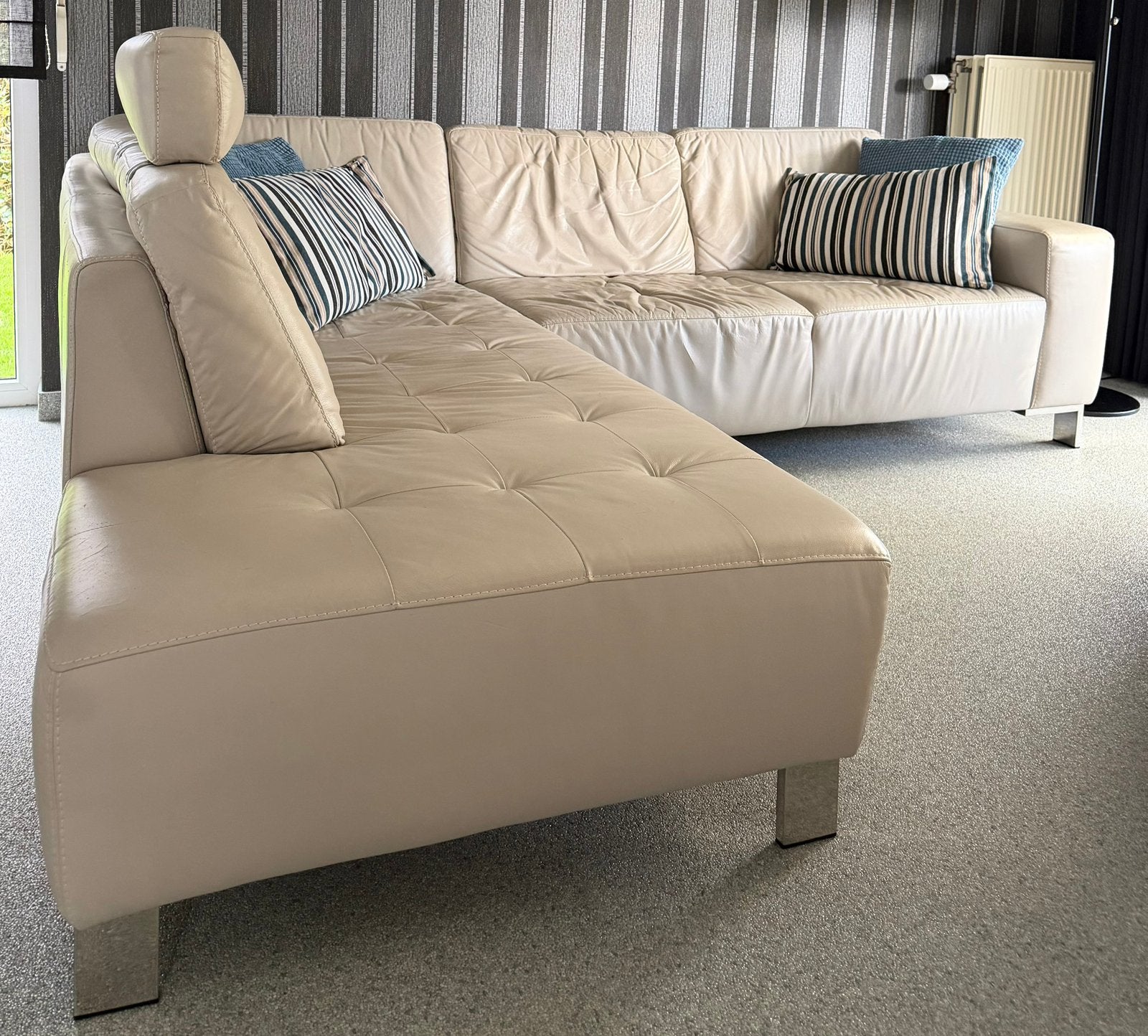 Moderne lederen salon, Ophalen, Gebruikt, 125 tot 150 cm, 150 tot 200 cm