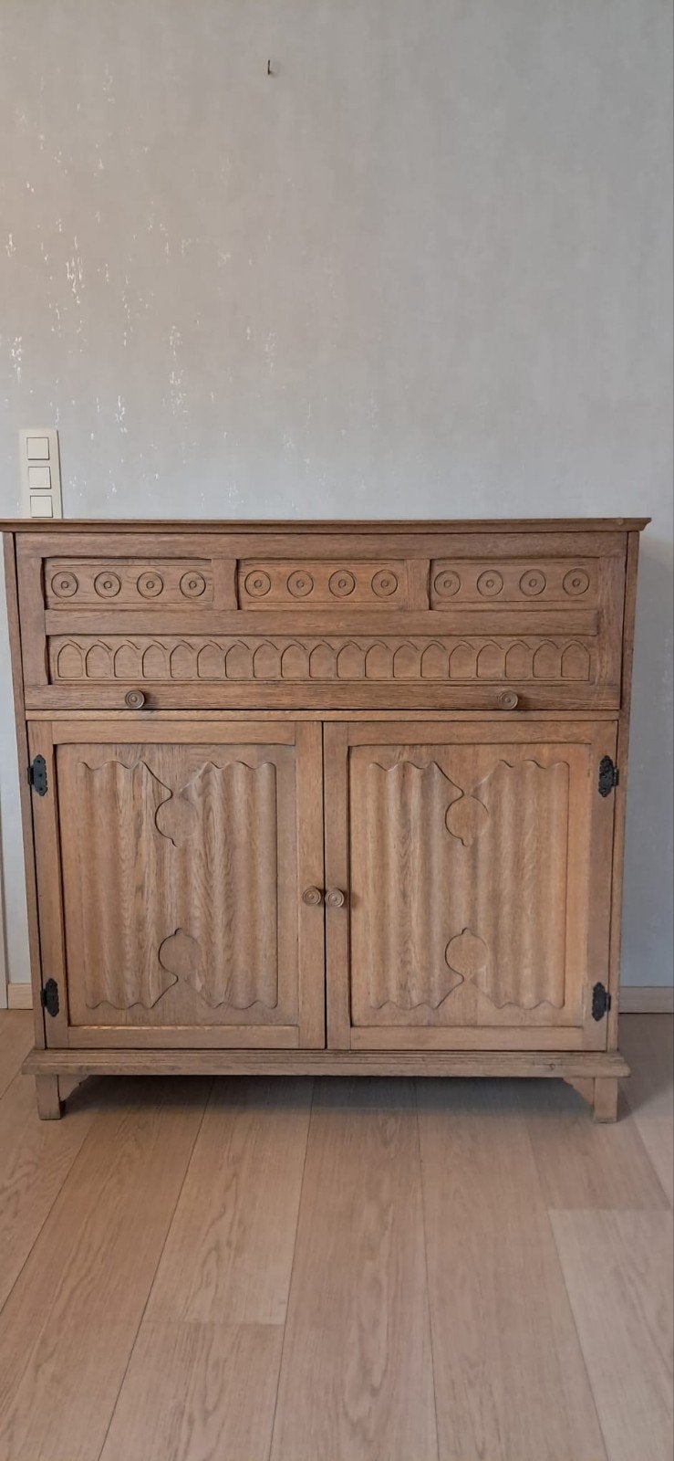 eiken kast., Ophalen, Gebruikt, 100 tot 150 cm, Eikenhout