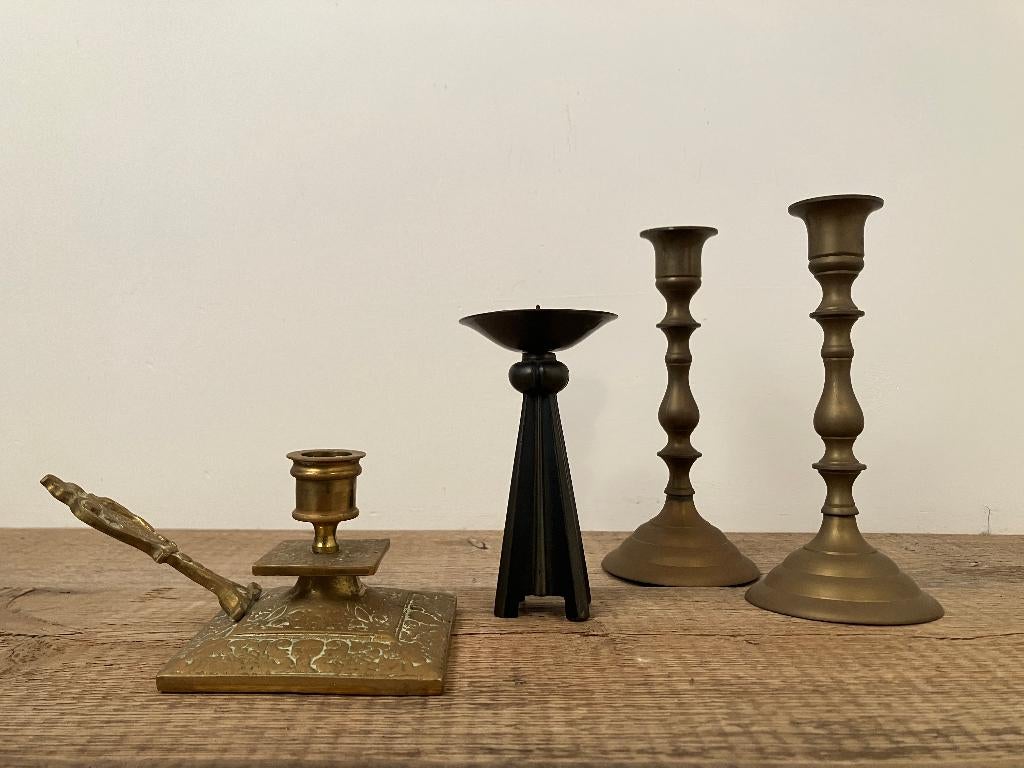 Diverse kandelaars, Gebruikt, Overige kleuren, Brons of Koper, Ophalen of Verzenden