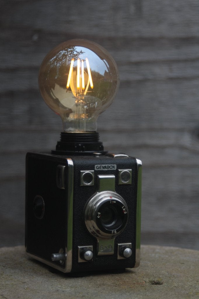 vintage retro fototoestel gevabox lamp, Ophalen of Verzenden