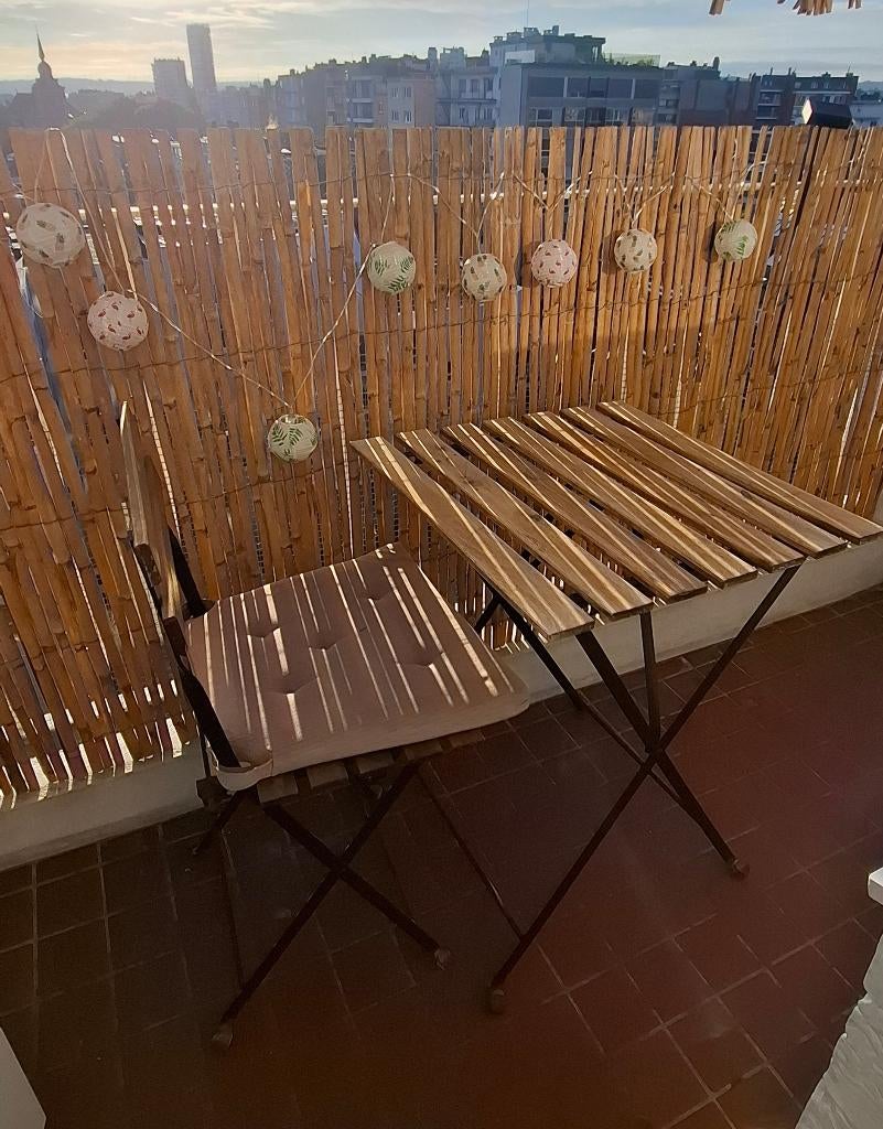 Ensemble table de jardin bistrot en bois, Métal, Enlèvement, Utilisé, Moins de 50 cm
