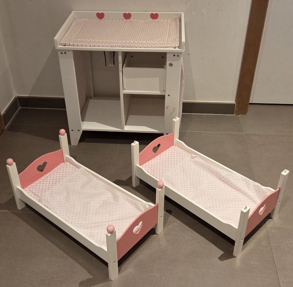 2 poppenbedjes + kastje (Angeltoys), Kinderen en Baby's, Ophalen, Gebruikt, Overige typen
