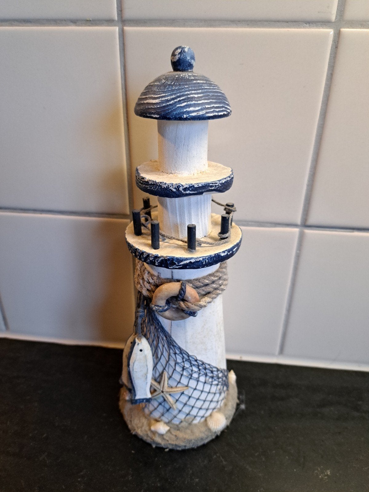 decoratieve  houten vuurtoren, Hout, Blauw, Nieuw, Ophalen of Verzenden