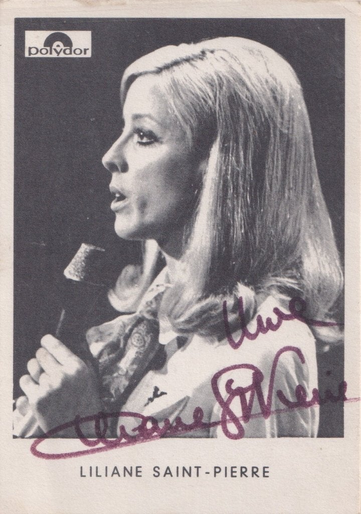 Foto / Postkaart  – Liliane Saint Pierre - Gesigneerd, Verzamelen, Muziek, Artiesten en Beroemdheden, Ophalen of Verzenden, Gebruikt