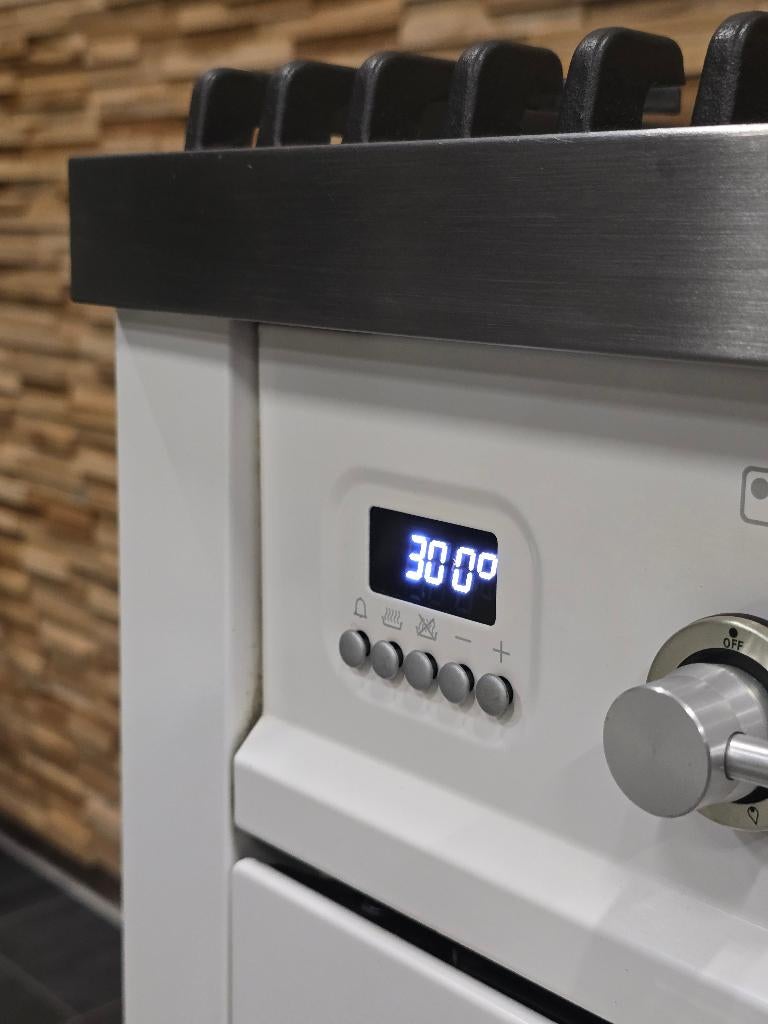 🔥Luxe Boretti Fornuis 90cm wit + rvs 6 pits 300 oven, Ophalen, 60 cm of meer, Zo goed als nieuw, Energieklasse A of zuiniger