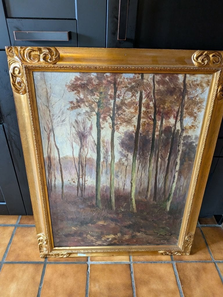 Peinture à l'huile représentant un paysage forestier, Antiquités & Art, Art | Peinture | Classique, Enlèvement, Peinture à l'huile