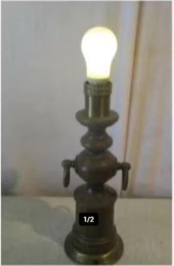 Belle lampe de table rétro en bois et métal - 35 cm, Enlèvement ou Envoi, Maison et Meubles