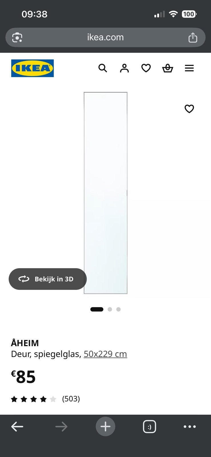 5x portes miroir Ikea à vendre, Enlèvement, Comme neuf