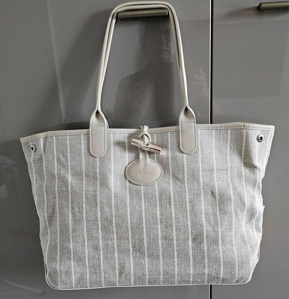 Longchamp Roseau Reversible Tote Bag Canvas/Leer, Overige merken, Beige, Nieuw, Ophalen of Verzenden