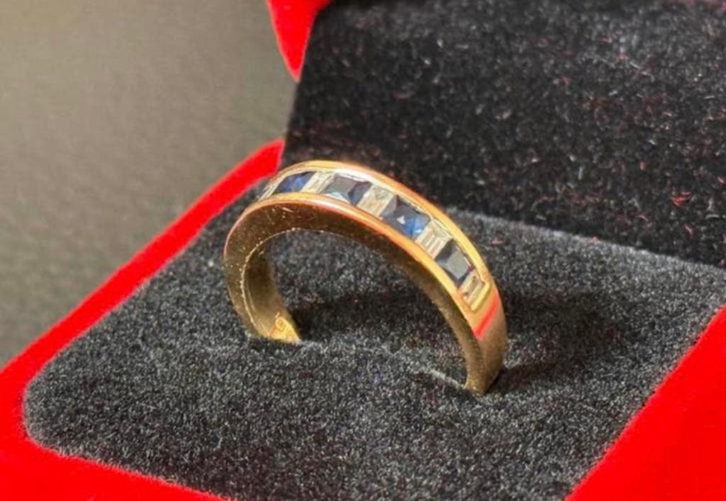 18 karaat gouden ring natuurlijke diamant en saffier 1.75ct!, Bijoux, Sacs & Beauté, Bagues, 18 à 19, Or, Jaune, Enlèvement ou Envoi