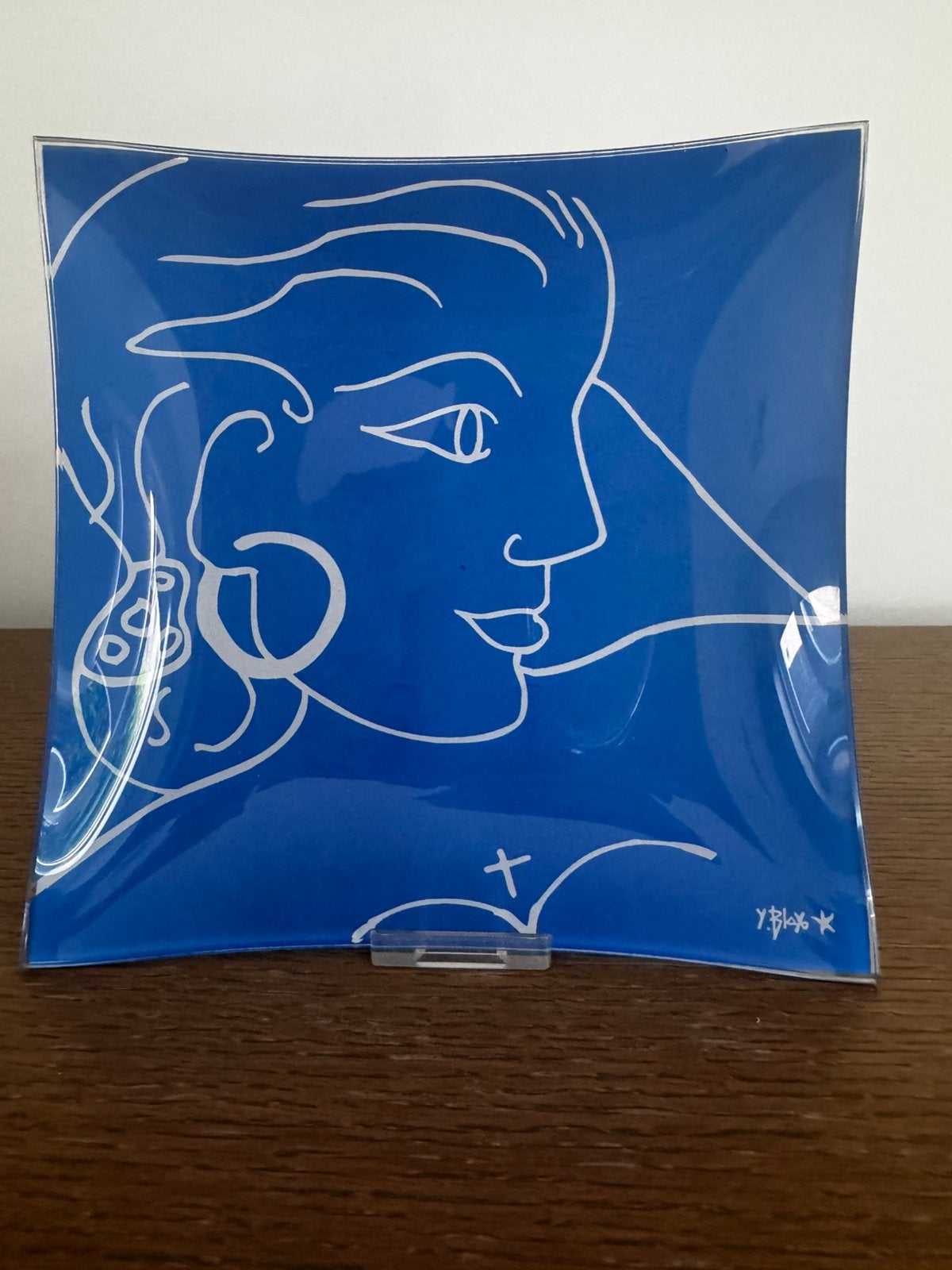 Vide-poche / Plat carré en verre vintage Yves Blayo 18,5 cm, Enlèvement ou Envoi