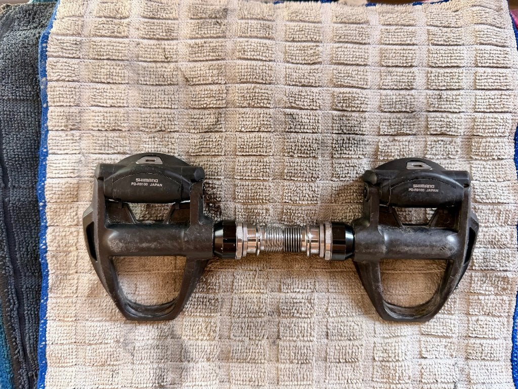 Shimano SPD-SL Dura Ace pedalen, Crankstel of Pedalen, Ophalen of Verzenden, Zo goed als nieuw, Racefiets