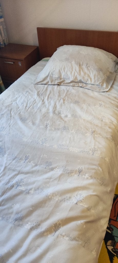 Twee eenpersoons bedden met nachtkastjes, Ophalen, Gebruikt, 65 cm of meer, Minder dan 55 cm