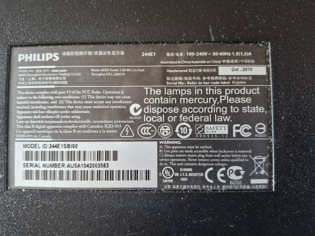 PC Scherm - Monitor Philips 244E, Ophalen, Gebruikt, 24", Ingebouwde speakers