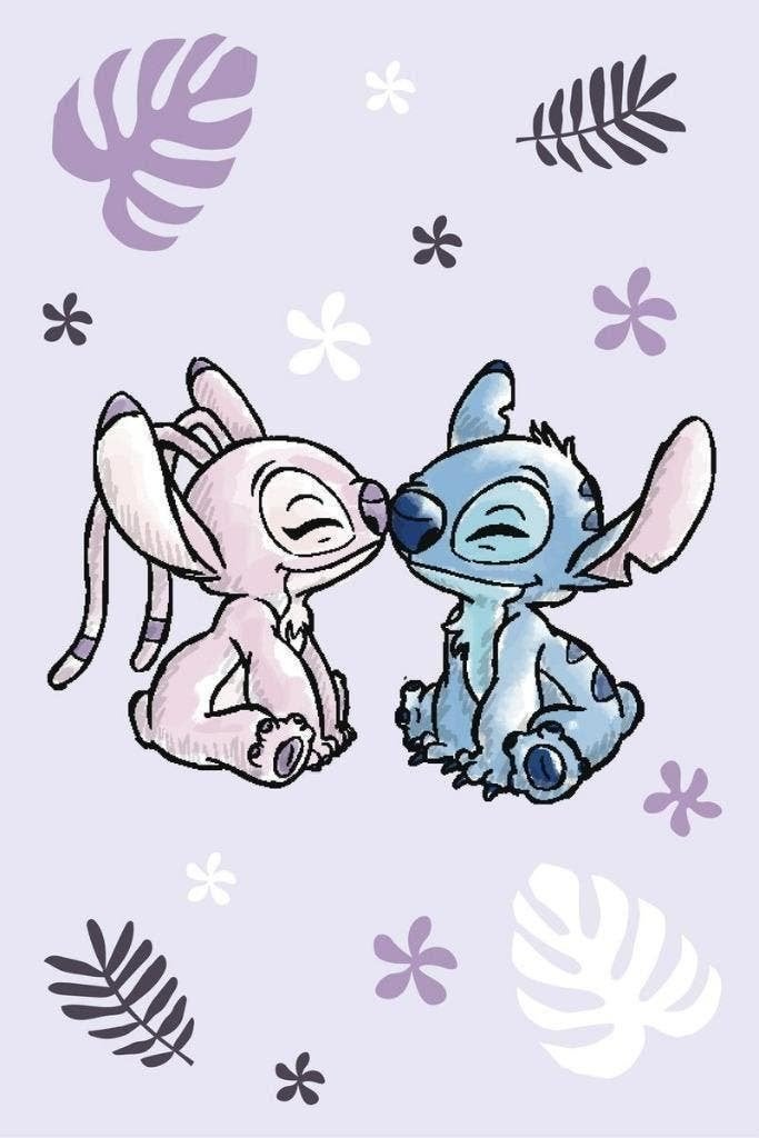Stitch en Angel Fleece Deken - Purple - Disney Fleecedeken, Overige kleuren, Meisje, Nieuw, Ophalen of Verzenden