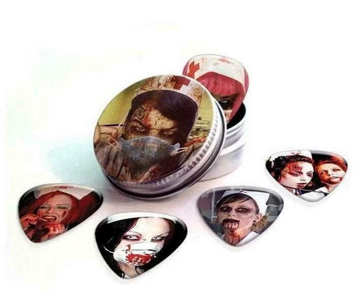 Blikje + plectrums met afbeelding van een Zombie zuster, Ophalen of Verzenden, Nieuw
